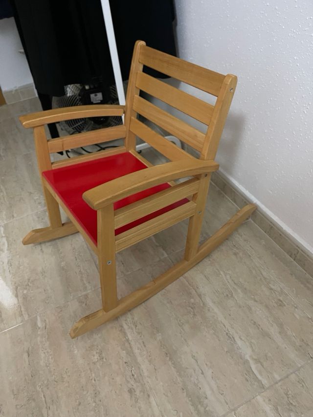 Silla Mecedora Infantil Madera Roja