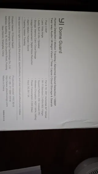 Cámara Vigilancia wifi YI Dome Guard Giratoria