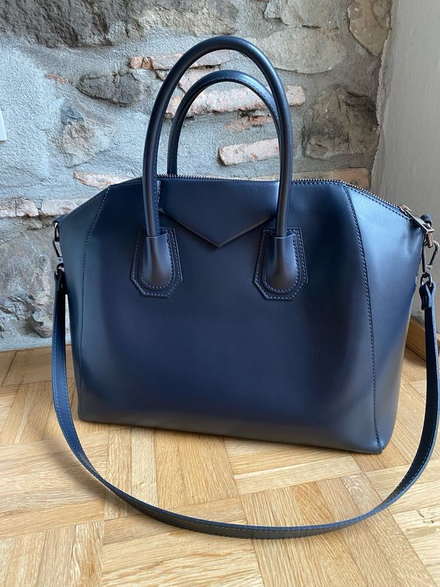 Borsa vera pelle blu