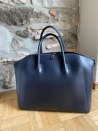 Borsa vera pelle blu