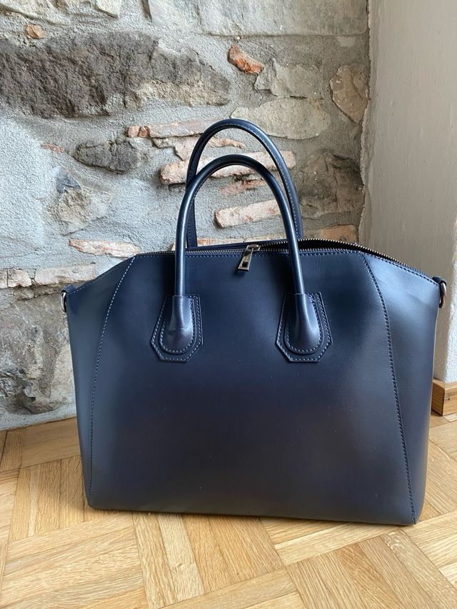 Borsa vera pelle blu