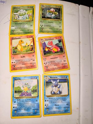 Carte Pokémon Bulbasaur, Charmander, Squirtle