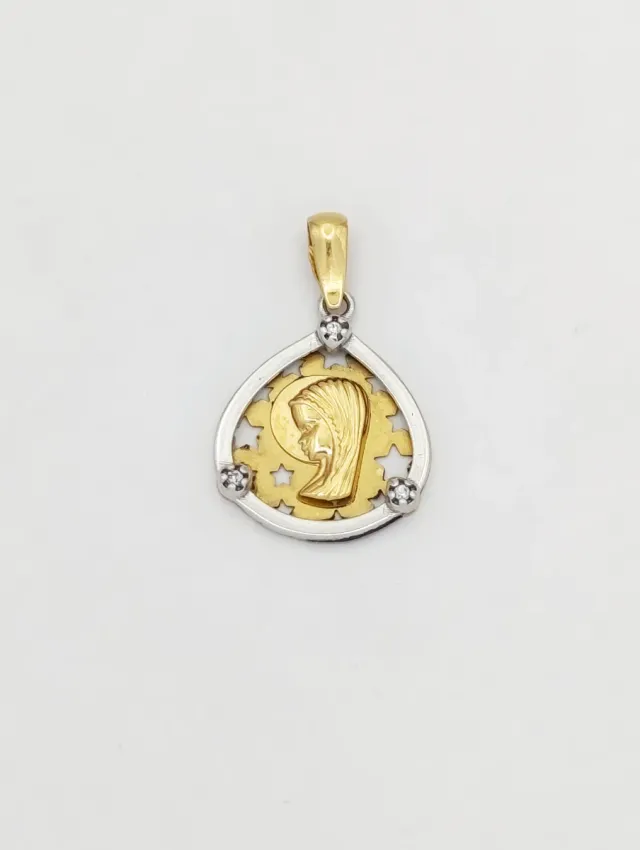 Colgante Virgen en oro bicolor 18K
