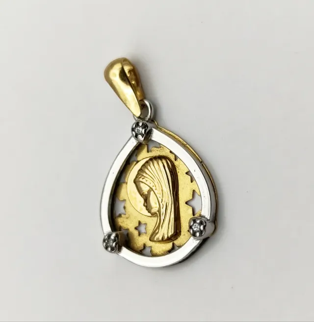 Colgante Virgen en oro bicolor 18K