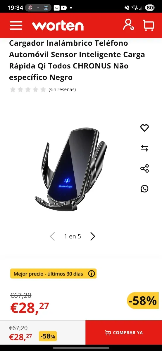 Cargador Inalámbrico CHRONUS Negro