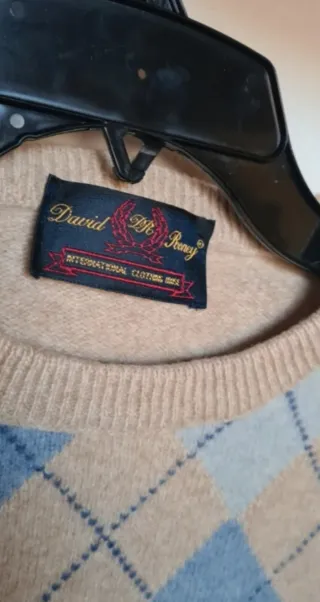 Pullover vintage fantasia rombi beige blu