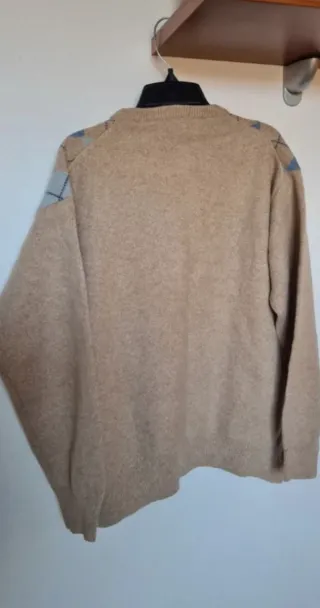 Pullover vintage fantasia rombi beige blu