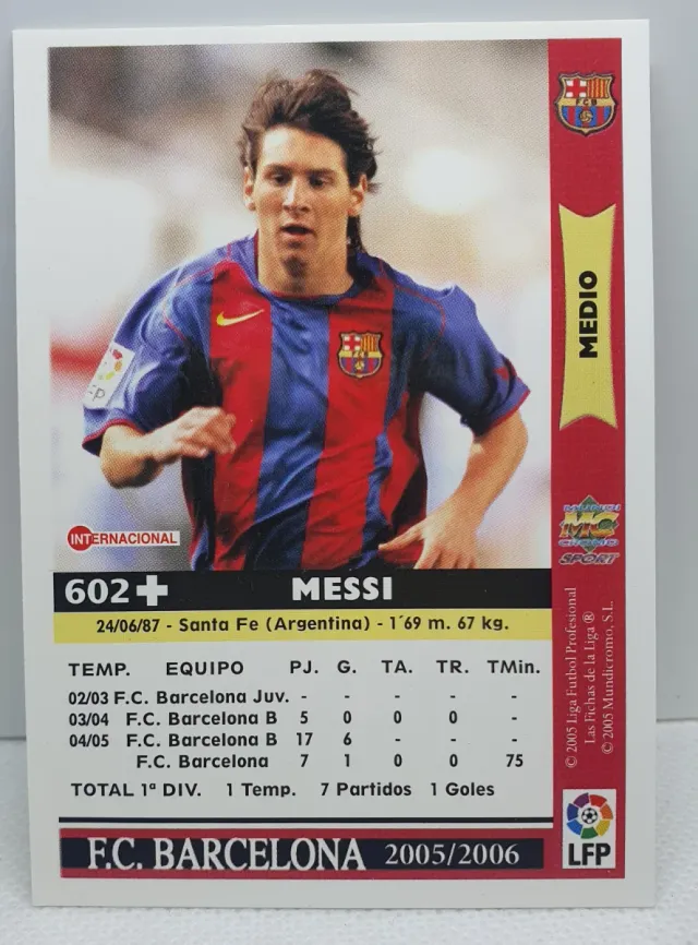 CROMO DE FUTBOL MESSI LAS FICHAS DE LA LIGA 2005