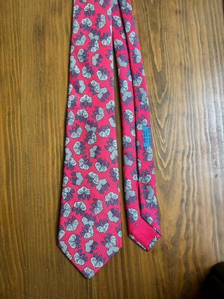 Corbata Hermes Seda Roja Estampada