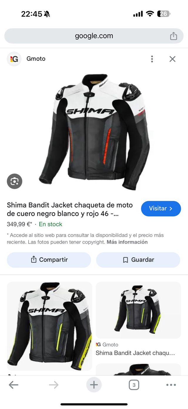 Chaqueta moto Cuero Shima Talla 52