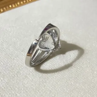 Anillo Corazón Cuarzo Blanco Acero Inoxidable