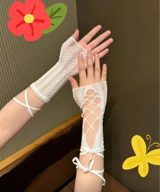 Mangas guantes encaje blanco