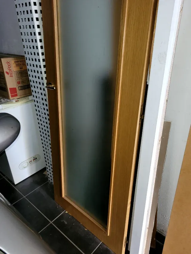 Puerta interior roble con cristal