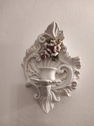 Coppia Applique Vintage Porcellana Rose