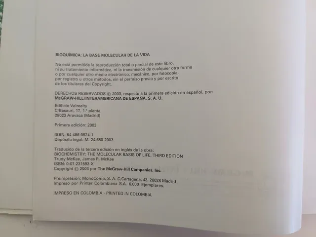 Bioquímica. La base molecular de la vida