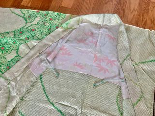 Haori kimono seda antiguo verde amarillo shibori
