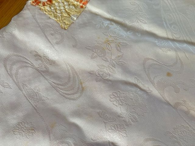 Haori kimono antiguo seda amarillo naranja shibori