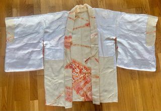 Haori kimono antiguo seda amarillo naranja shibori