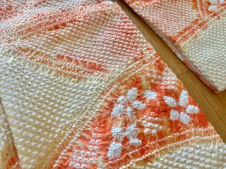 Haori kimono antiguo seda amarillo naranja shibori