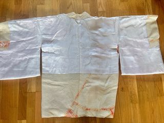 Haori kimono antiguo seda amarillo naranja shibori