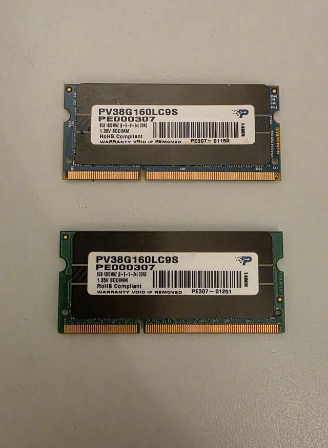 2x Patriot 8GB DDR3 1600MHz RAM
