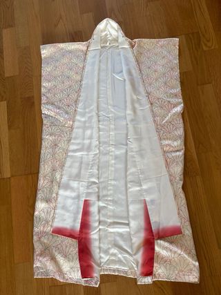 Haori Kimono sedamulticolor con diseño de abanicos