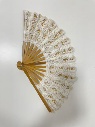 Paraguas o Sombrilla y Abanico Encaje Blanco