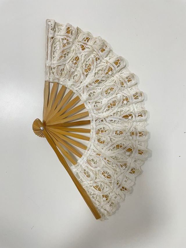 Paraguas o Sombrilla y Abanico Encaje Blanco