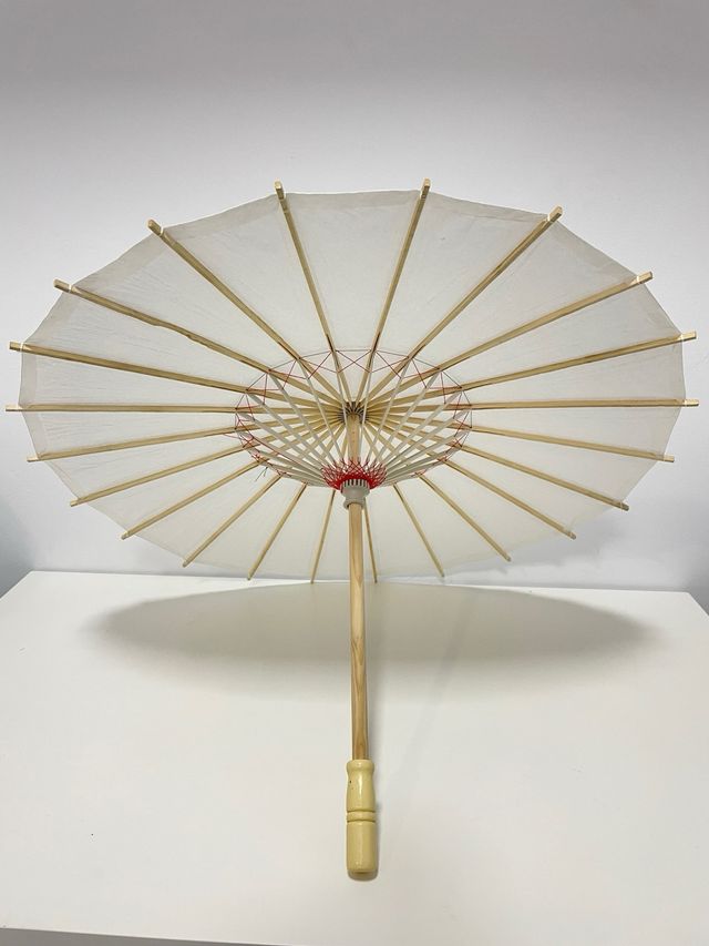 Paraguas o Sombrilla y Abanico Encaje Blanco