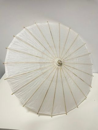 Paraguas o Sombrilla y Abanico Encaje Blanco