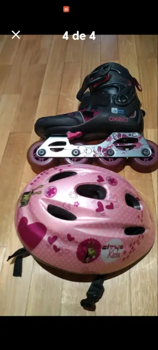 Patines y casco Oxelo Talla 38 Niña/o