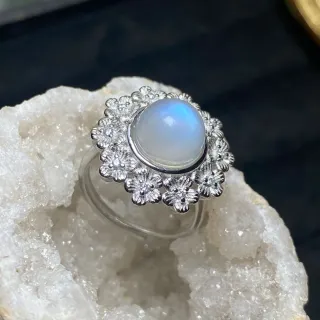 Anillo Acero Inoxidable Piedra Luna Natural