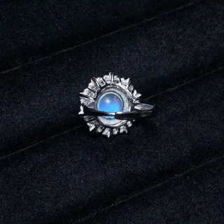 Anillo Acero Inoxidable Piedra Luna Natural