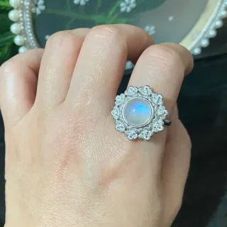 Anillo Acero Inoxidable Piedra Luna Natural