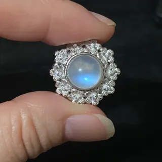 Anillo Acero Inoxidable Piedra Luna Natural