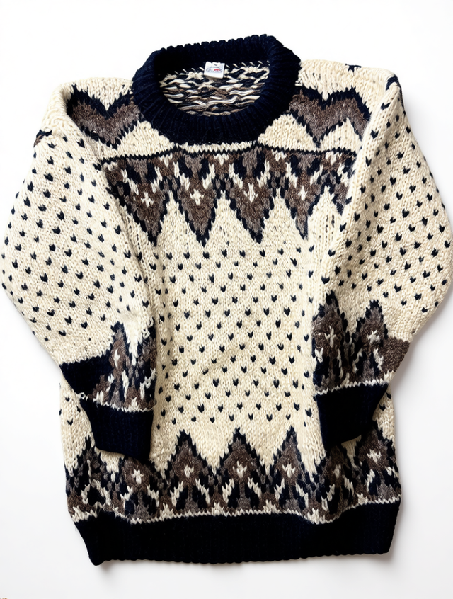 Suéter Lana Diseño Nórdico Montañas Talla M