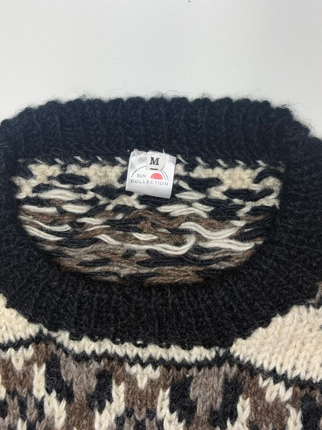 Suéter Lana Diseño Nórdico Montañas Talla M