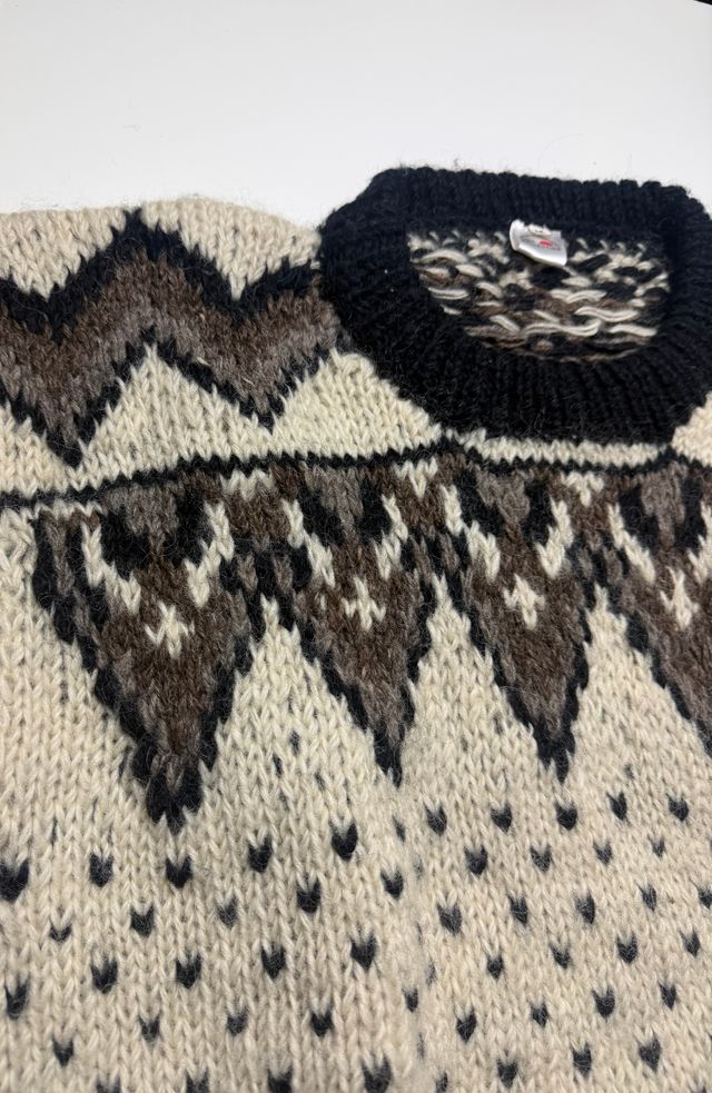 Suéter Lana Diseño Nórdico Montañas Talla M