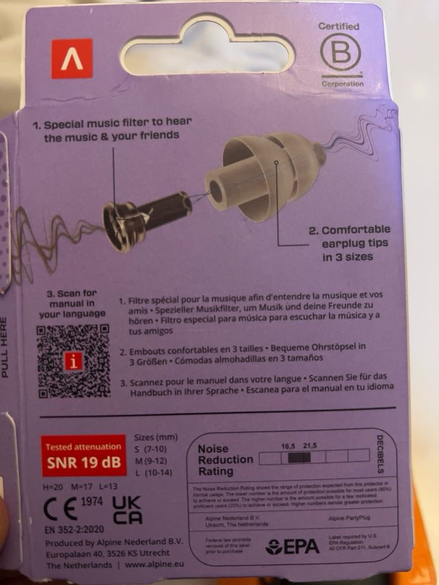 Alpine Partyplug Tapones Oído Música