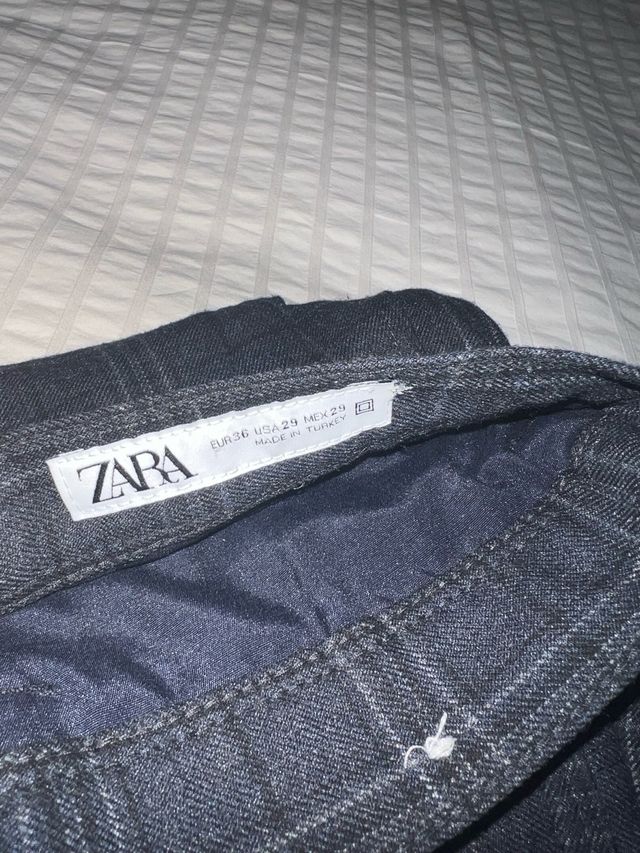 Pantalones de cuadros grises y azules talla 36