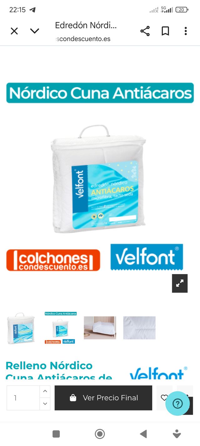 Nórdico Cuna Velfont Antiácaros