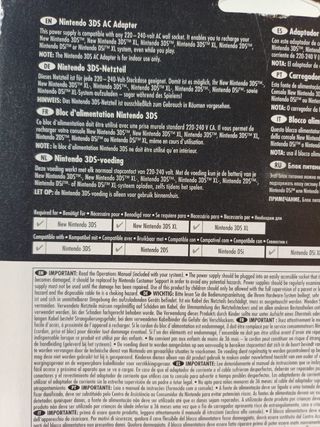 Cargador Oficial Nintendo 3DS XL Nuevo