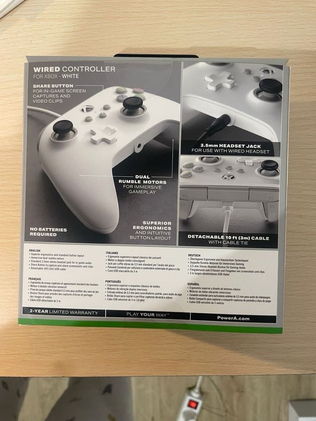 Mando Xbox PowerA Blanco Cableado