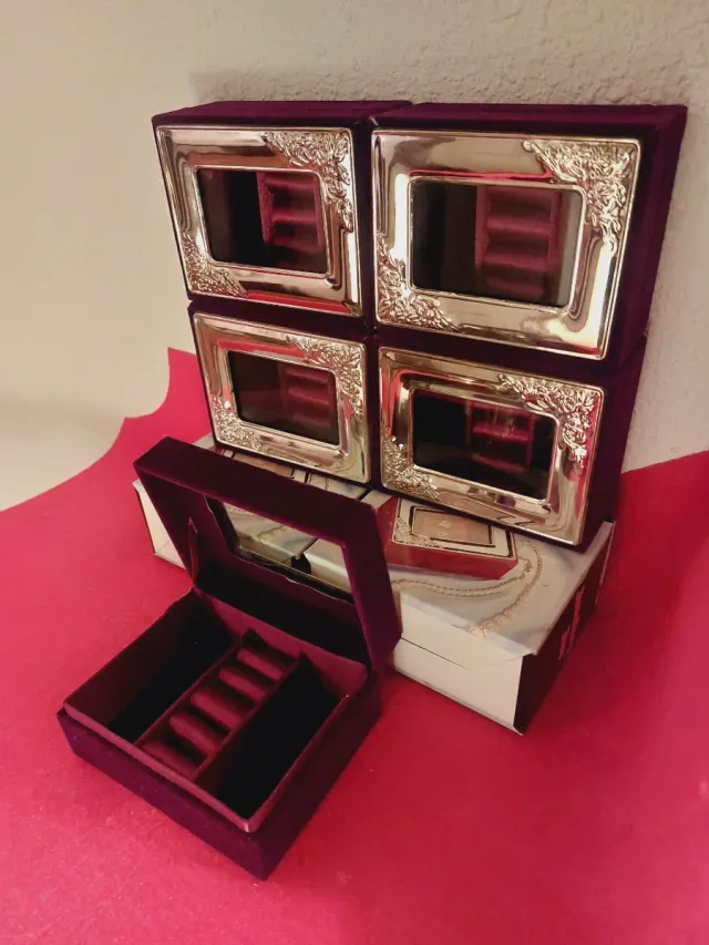 Joyeros vintage terciopelo baño plata lote de 5