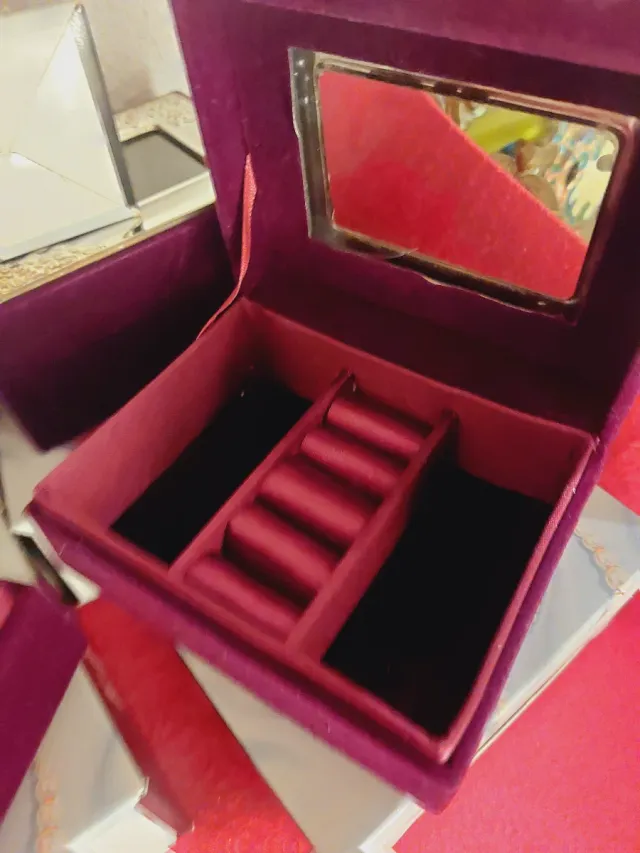 Joyeros vintage terciopelo baño plata lote de 5