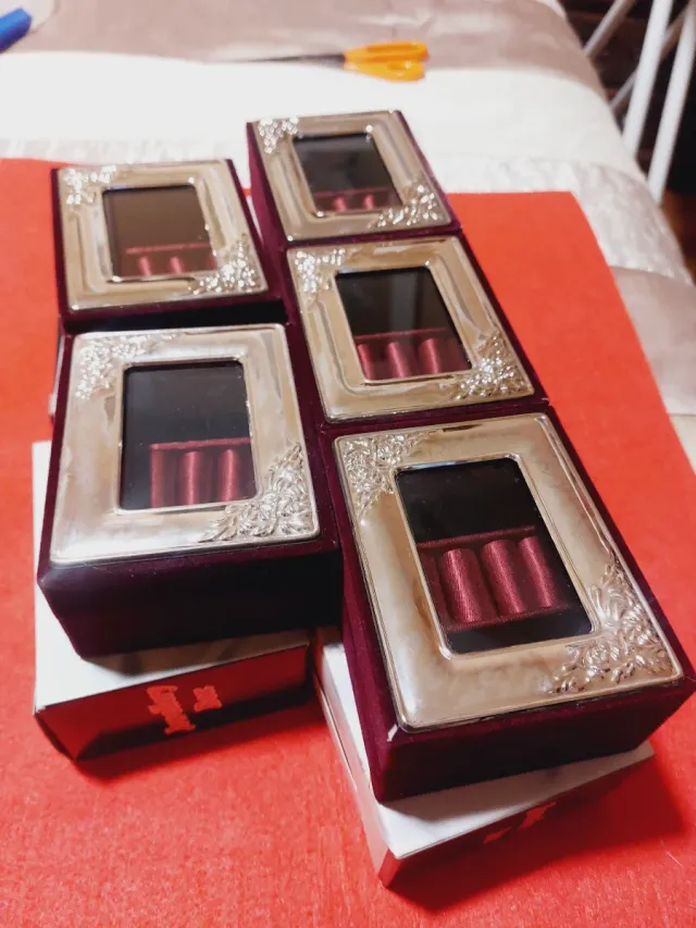 Joyeros vintage terciopelo baño plata lote de 5