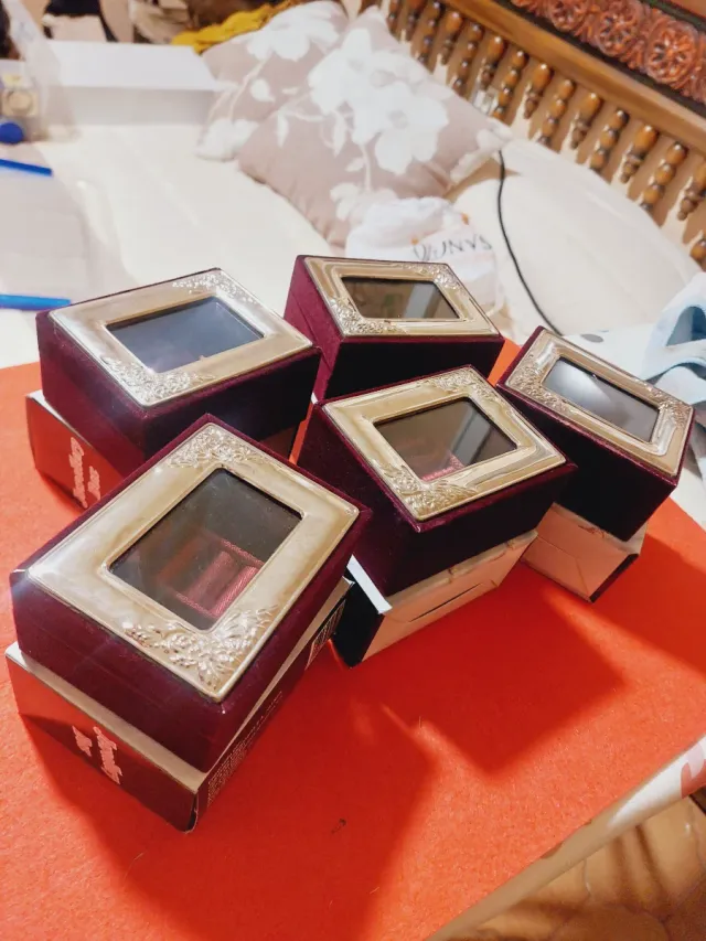 Joyeros vintage terciopelo baño plata lote de 5