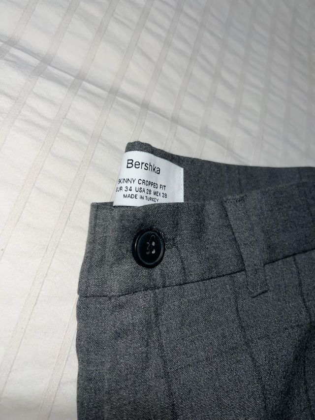 Pantalones de vestir grises a cuadros talla 34