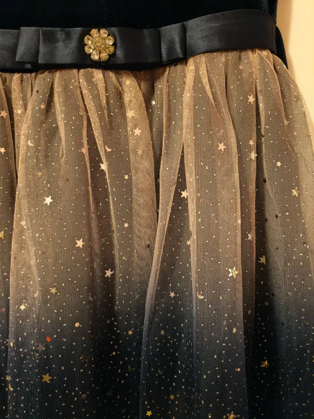 Vestido fiesta azul y rosa tul estrellas niña