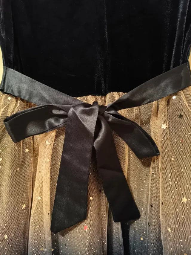 Vestido fiesta azul y rosa tul estrellas niña